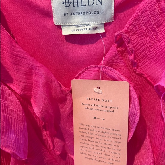 BHLDN/Anthropologie Pink Ruffled Gown - Picture 3 of 4